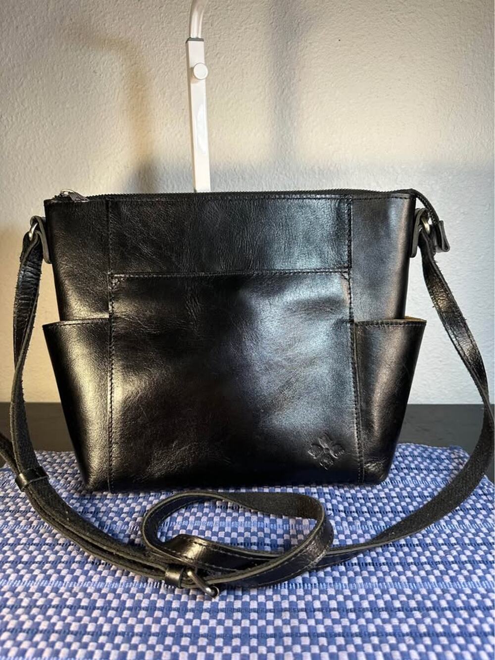 Patricia Nash "Aveley" Black Leather Crossbody Bag